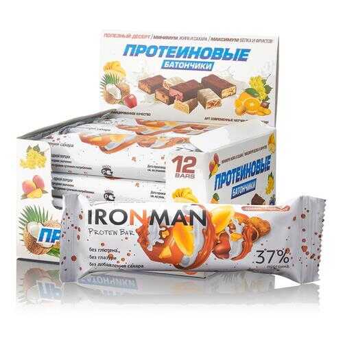 Батончик Ironman Protein Bar 12 50 г, 12 шт., арахис/карамель в Сплав