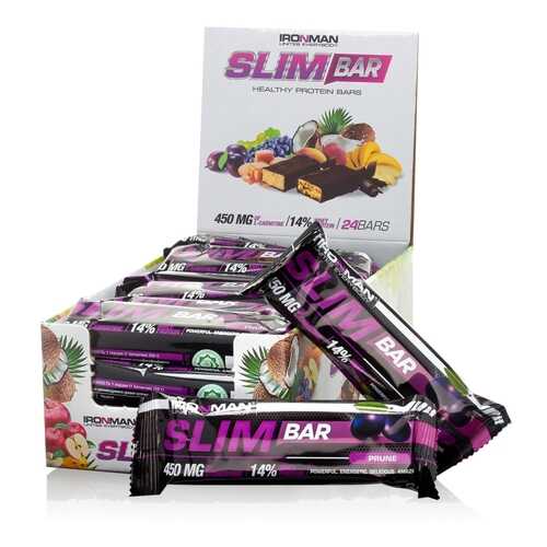 Батончик IRONMAN Slim Bar с L-карнитином, 50г (Чернослив/тёмная глазурь)(24 шт) в Сплав
