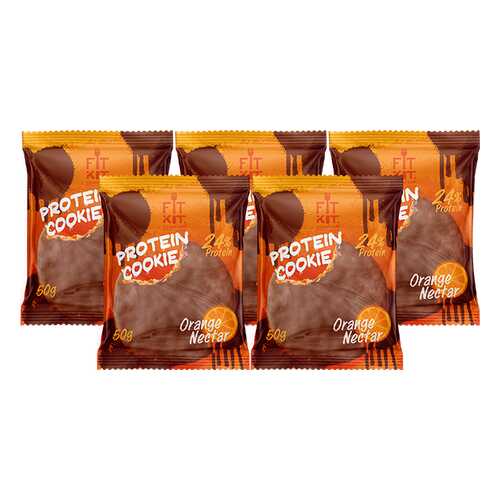 Печенье Fit Kit Chocolate Protein Cookie 5 50 г, 5 шт., апельсиновый нектар в Сплав