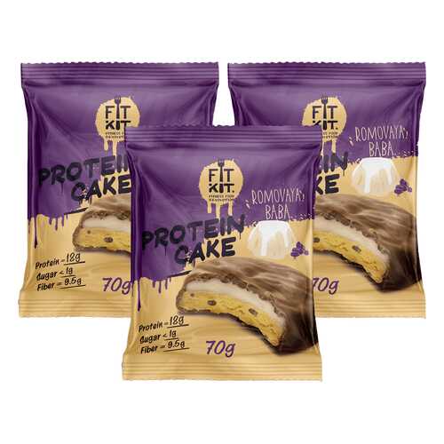 Печенье Fit Kit Protein Cake 3 70 г, 3 шт., ромовая баба в Сплав