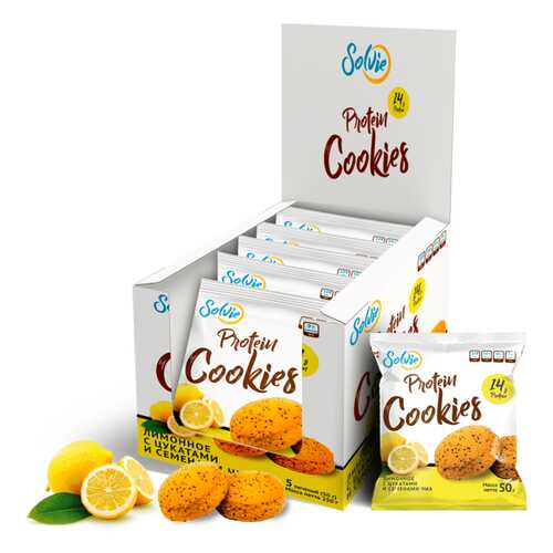 Печенье Solvie Protein Cookies 10 50 г, 10 шт., лимонное с цукатами в Сплав