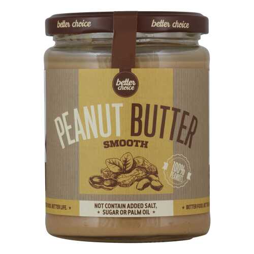 BetterChoice Peanut Butter (Better Choice) (стекло) натуральное арахисовое масло, 500 г в Сплав