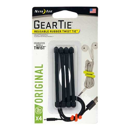 Набор хомутов Nite Ize Gear Tie 3 4 шт. GT3-4PK-01 Black в Сплав