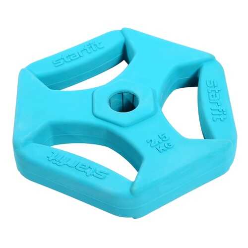 Starfit Диск обрезиненный с хватами BB-205 2,5 кг, d=26 мм, без стальной втулки, бирюзовый в Сплав